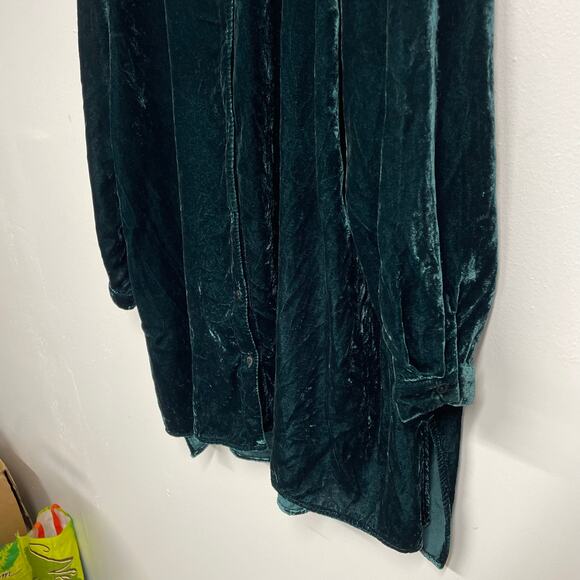 Eileen Fisher Classic Collar Long Sleeve Velvet Shirt SZ 2X Plus Sea Spray Teal - Picture 10 of 16